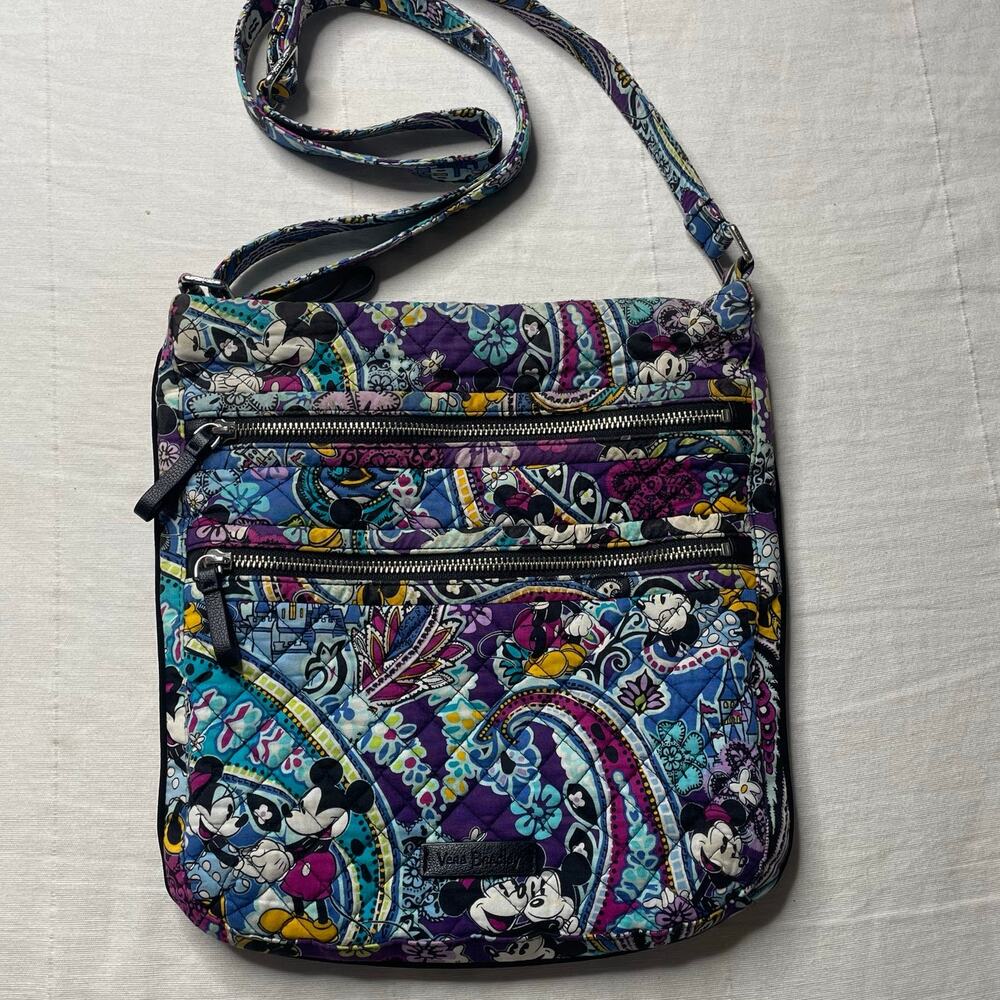 Vera Bradley Disney Parks Triple Zip Hipster Crossbody Bag Mickey Minnie Paisley